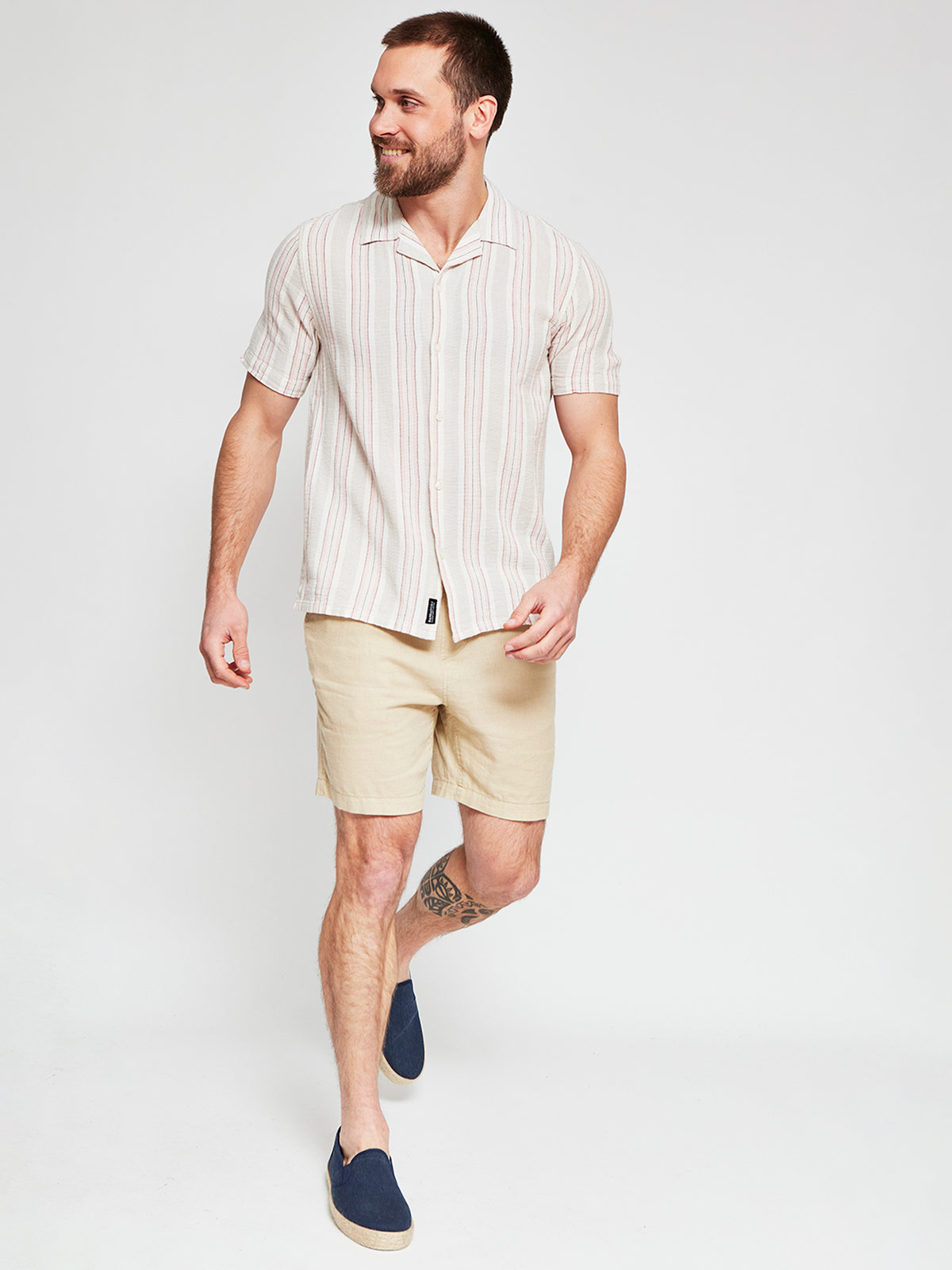 CAMISA HOMBRE BARBADOS ALGODÓN MANGA CORTA LÍNEAS - 4