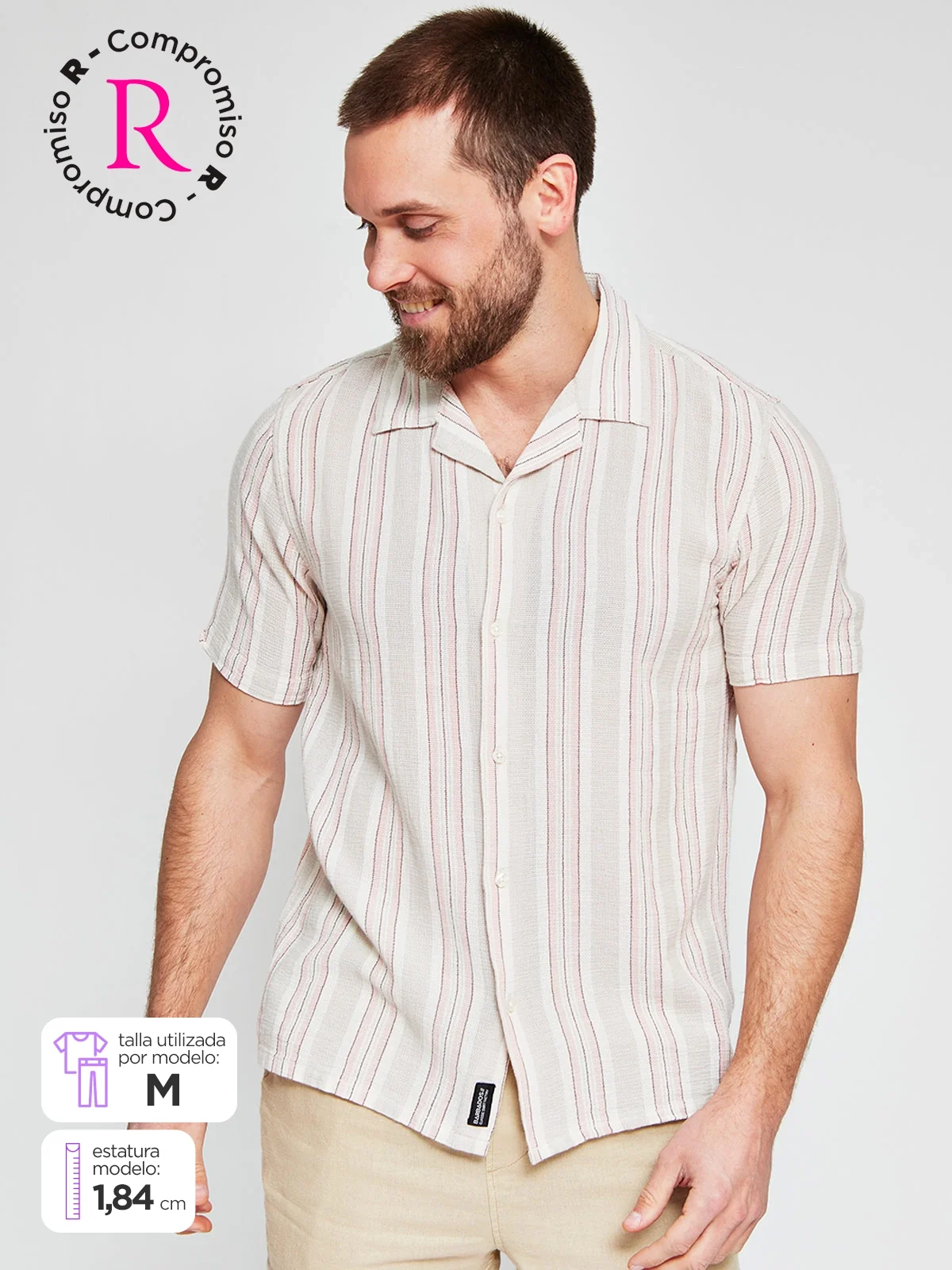 CAMISA HOMBRE BARBADOS ALGODÓN MANGA CORTA LÍNEAS - 1