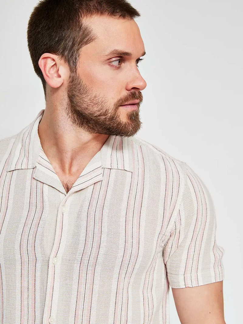 CAMISA HOMBRE BARBADOS ALGODÓN MANGA CORTA LÍNEAS - 3
