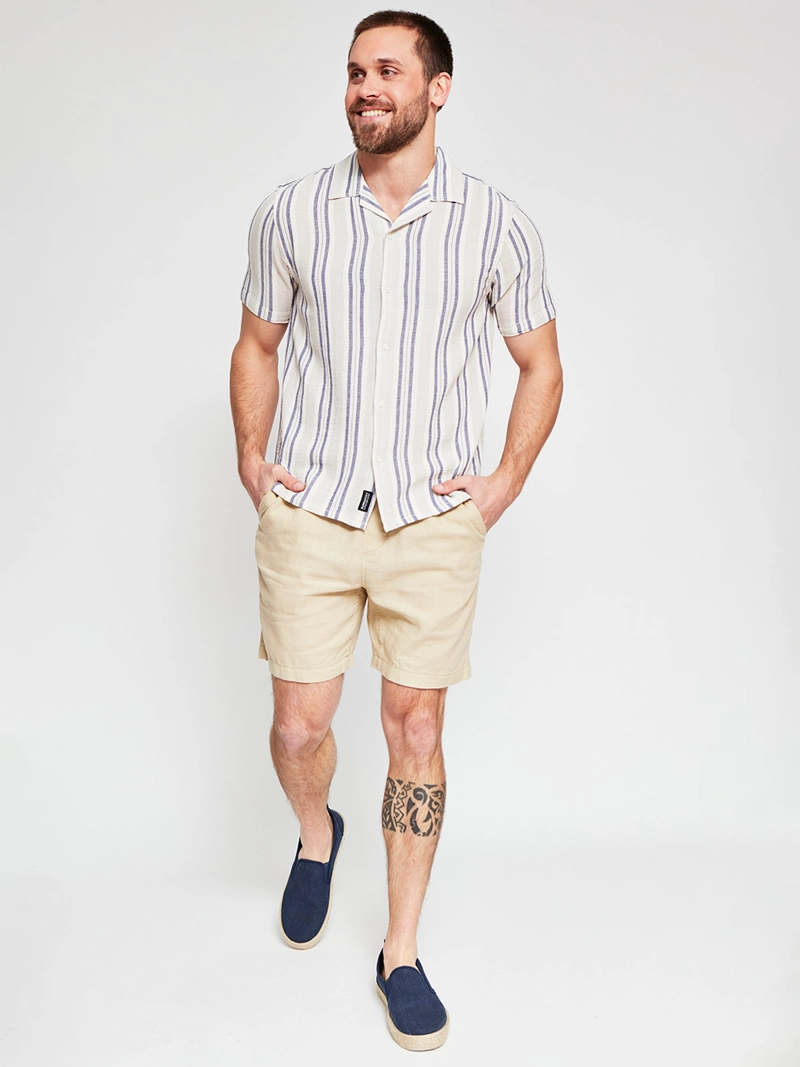 CAMISA HOMBRE BARBADOS ALGODÓN MANGA CORTA LÍNEAS - 4