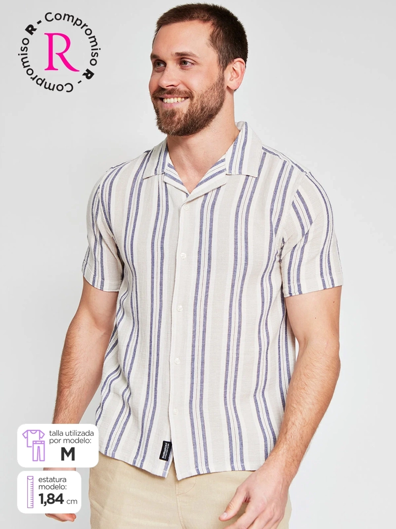 CAMISA HOMBRE BARBADOS ALGODÓN MANGA CORTA LÍNEAS - 1