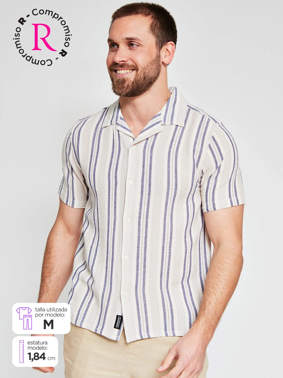 CAMISA HOMBRE BARBADOS ALGODÓN MANGA CORTA LÍNEAS