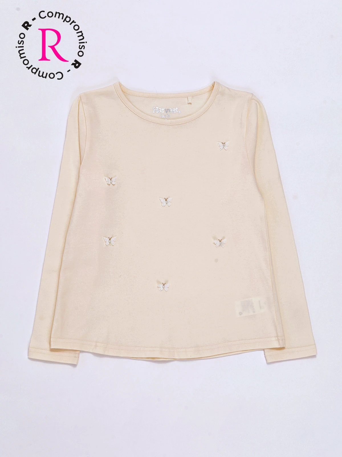 POLERA MANGA LARGA NIÑA HARVEST APLICACIÓN MARIPOSAS - 1