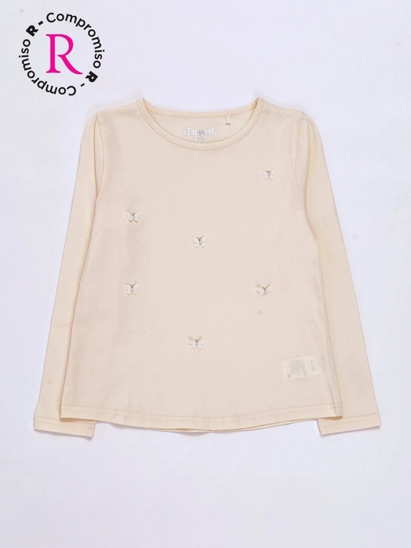 POLERA MANGA LARGA NIÑA HARVEST APLICACIÓN MARIPOSAS - 3