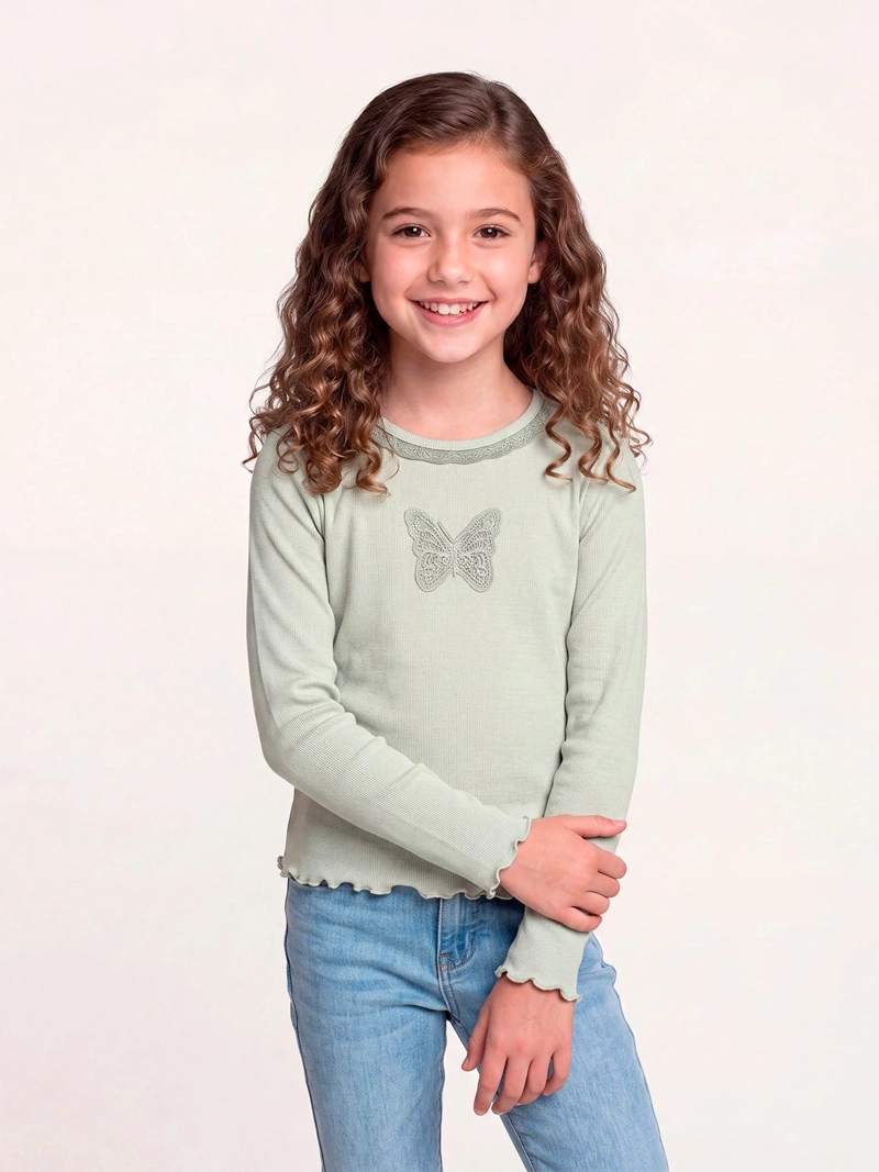 POLERA NIÑA HARVEST MANGA LARGA MACRAME - 1