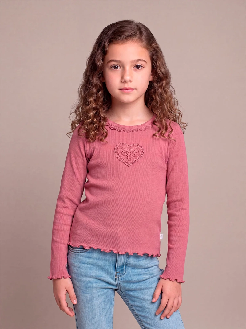 POLERA NIÑA HARVEST MANGA LARGA MACRAME - 1