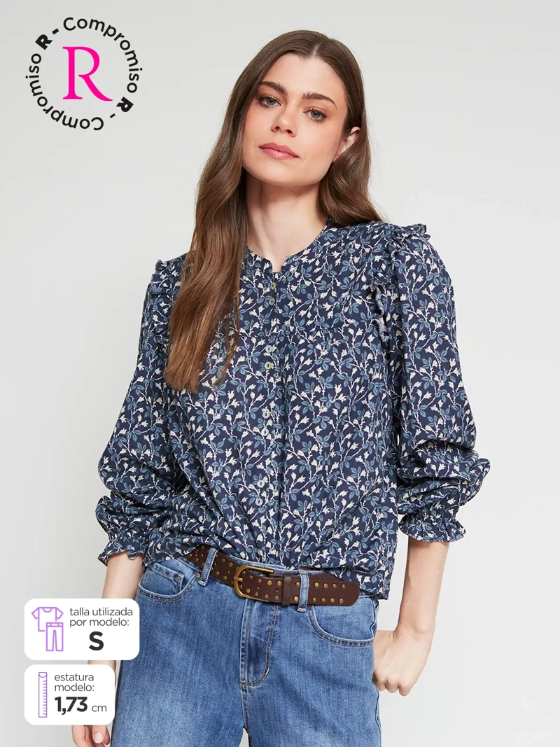 BLUSA MUJER TATIENNE ALGODÓN MANGA LARGA ESTAMPADA - 1
