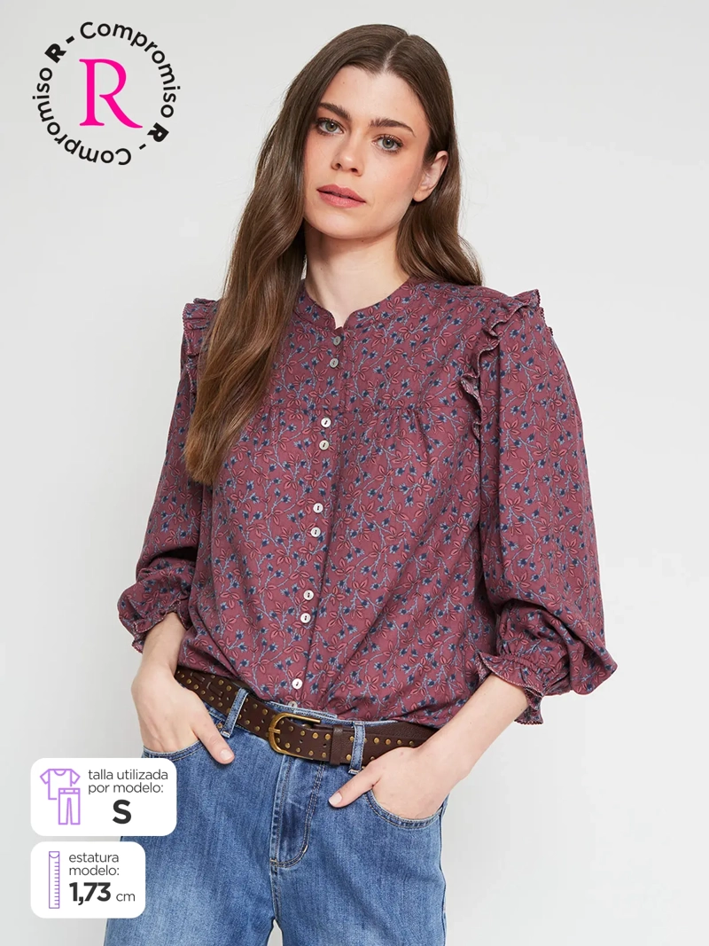 BLUSA MUJER TATIENNE ALGODÓN MANGA LARGA ESTAMPADA - 1