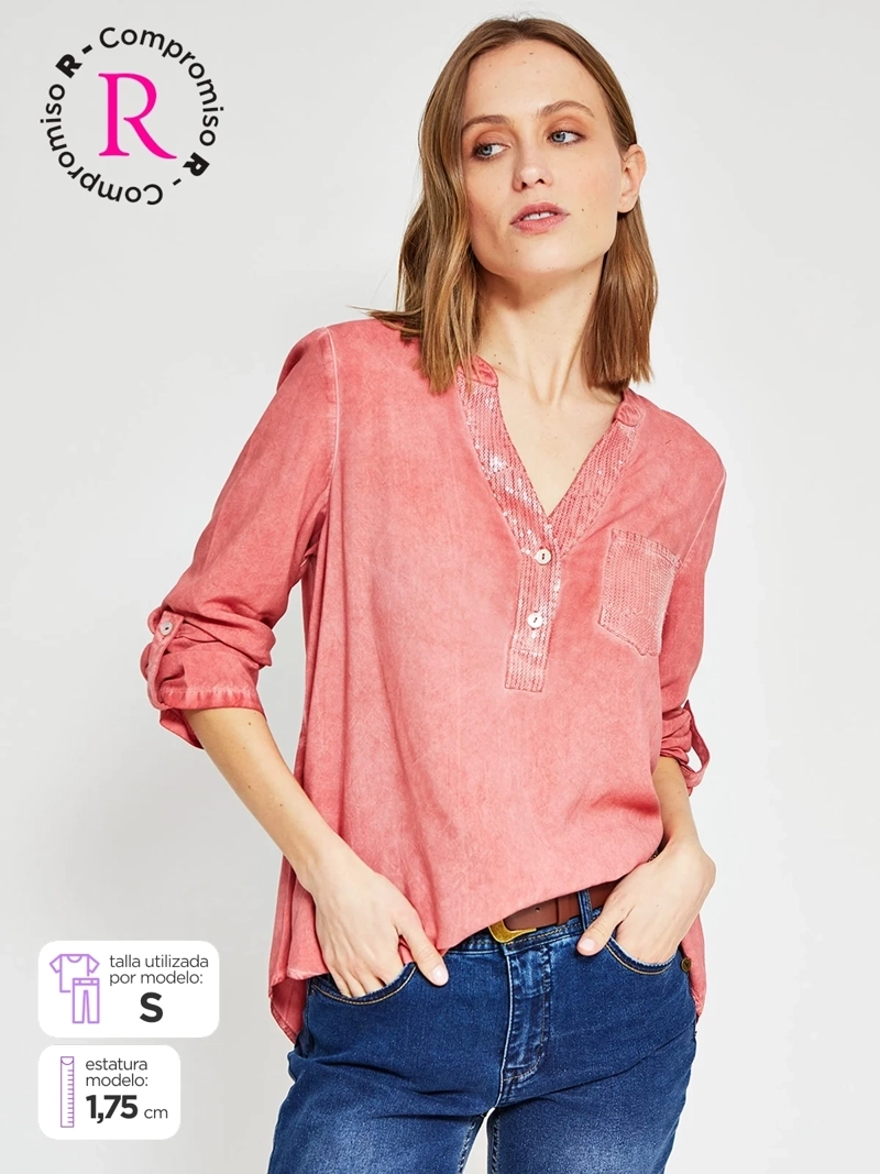 BLUSA MUJER TATIENNE MANGA LARGA LENTEJUELAS - 1