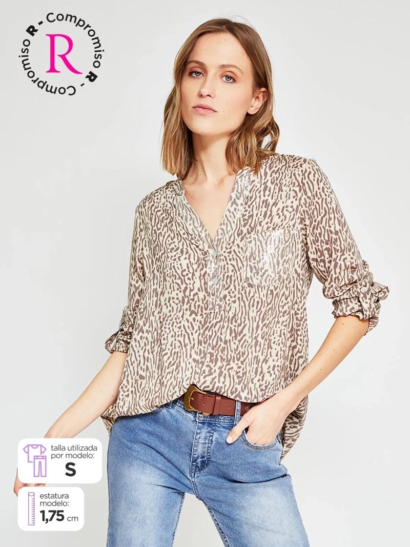 BLUSA MUJER TATIENNE MANGA LARGA LENTEJUELAS - 1