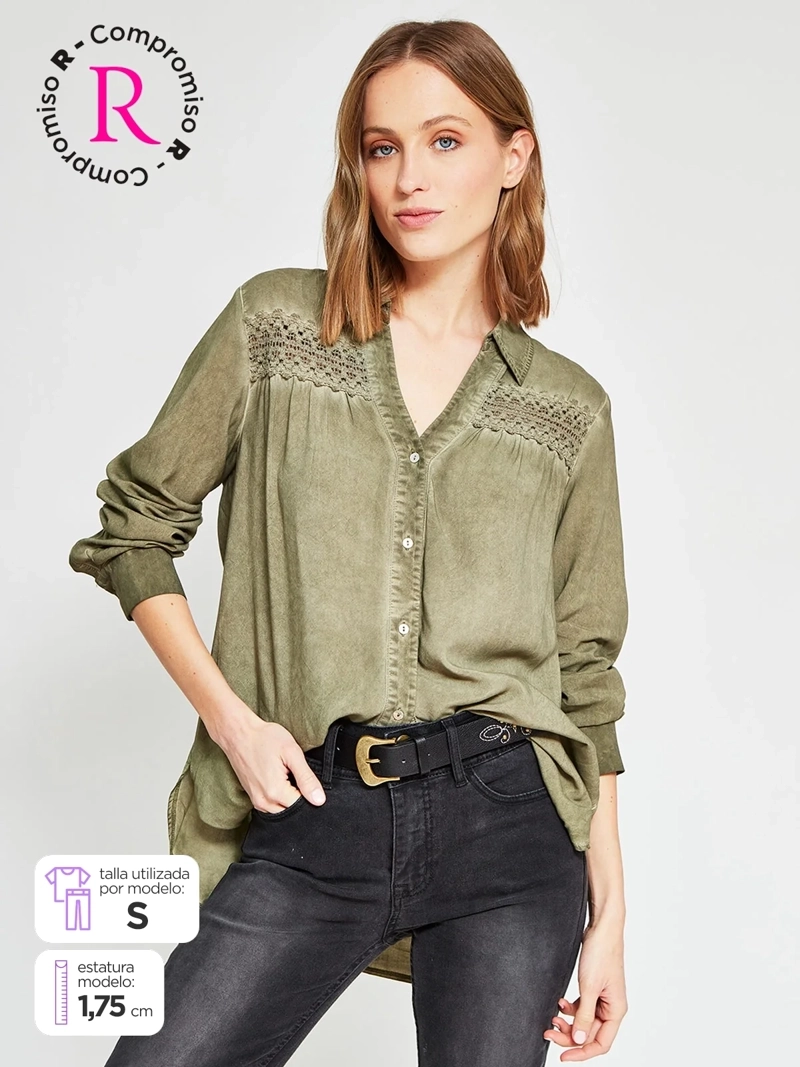 BLUSA MUJER TATIENNE MANGA LARGA MACRAMÉ - 1