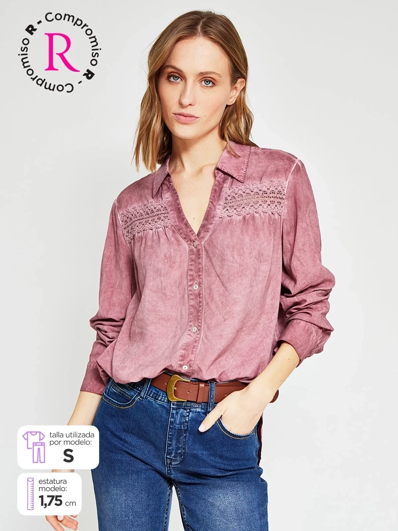 BLUSA MUJER TATIENNE MANGA LARGA MACRAMÉ - 1
