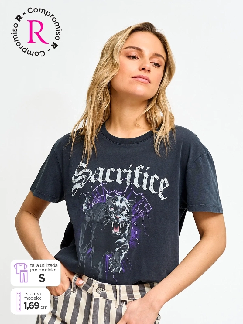 POLERA MUJER BARBADOS ALGODÓN GRÁFICA - 1