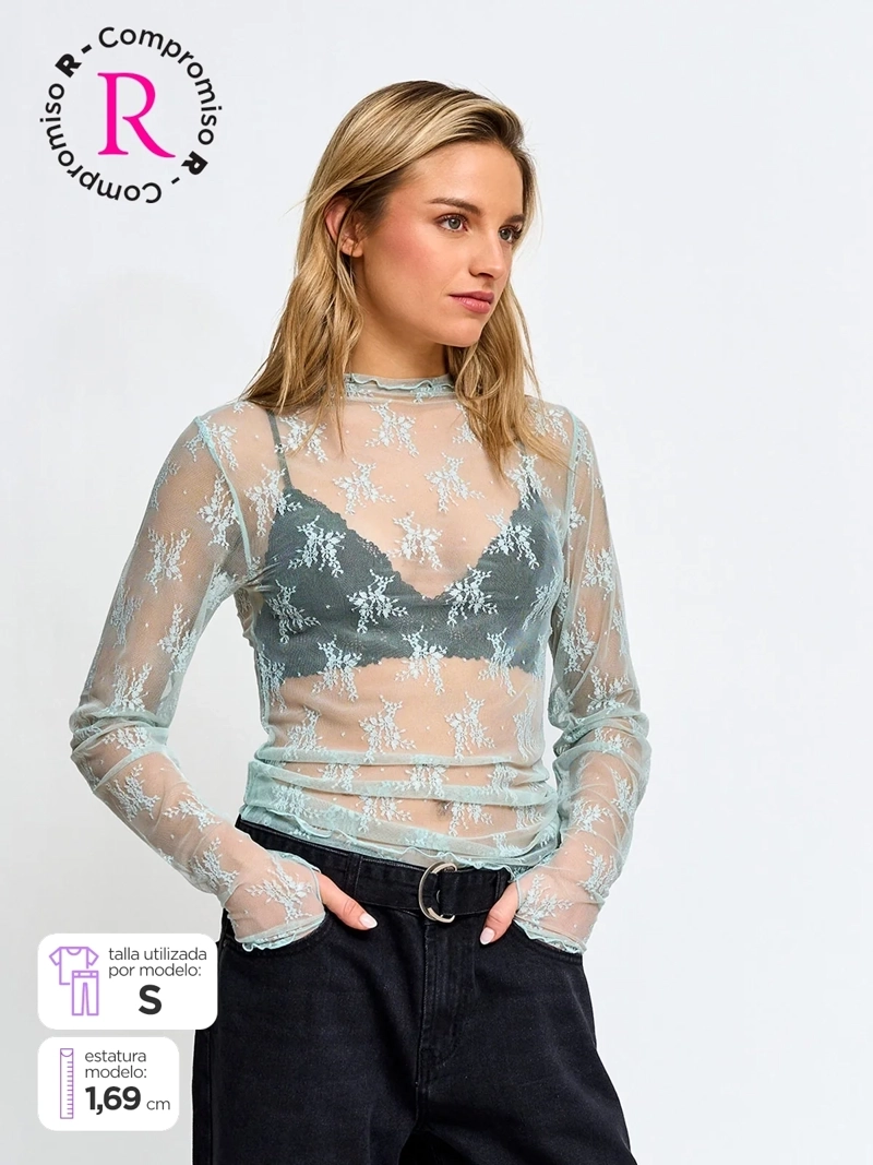 POLERA MUJER BARBADOS ENCAJE - 1