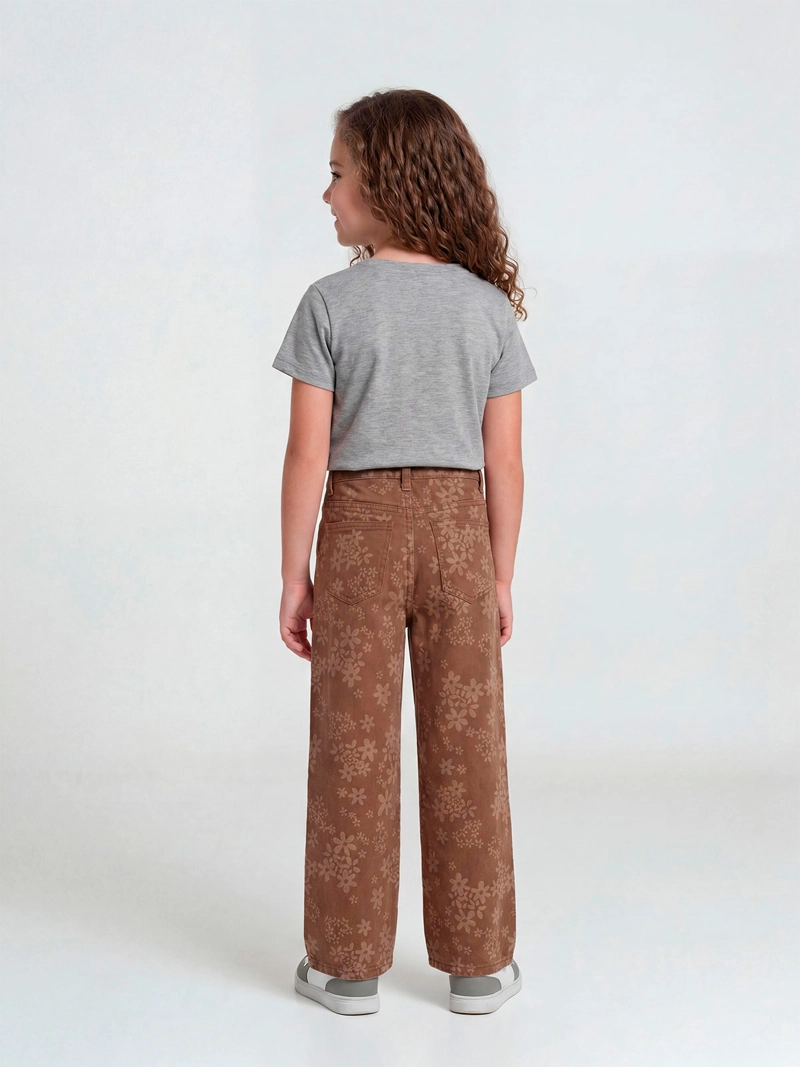 PANTALÓN NIÑA HARVEST ALGODÓN RECTO WIDE FLORES - 2