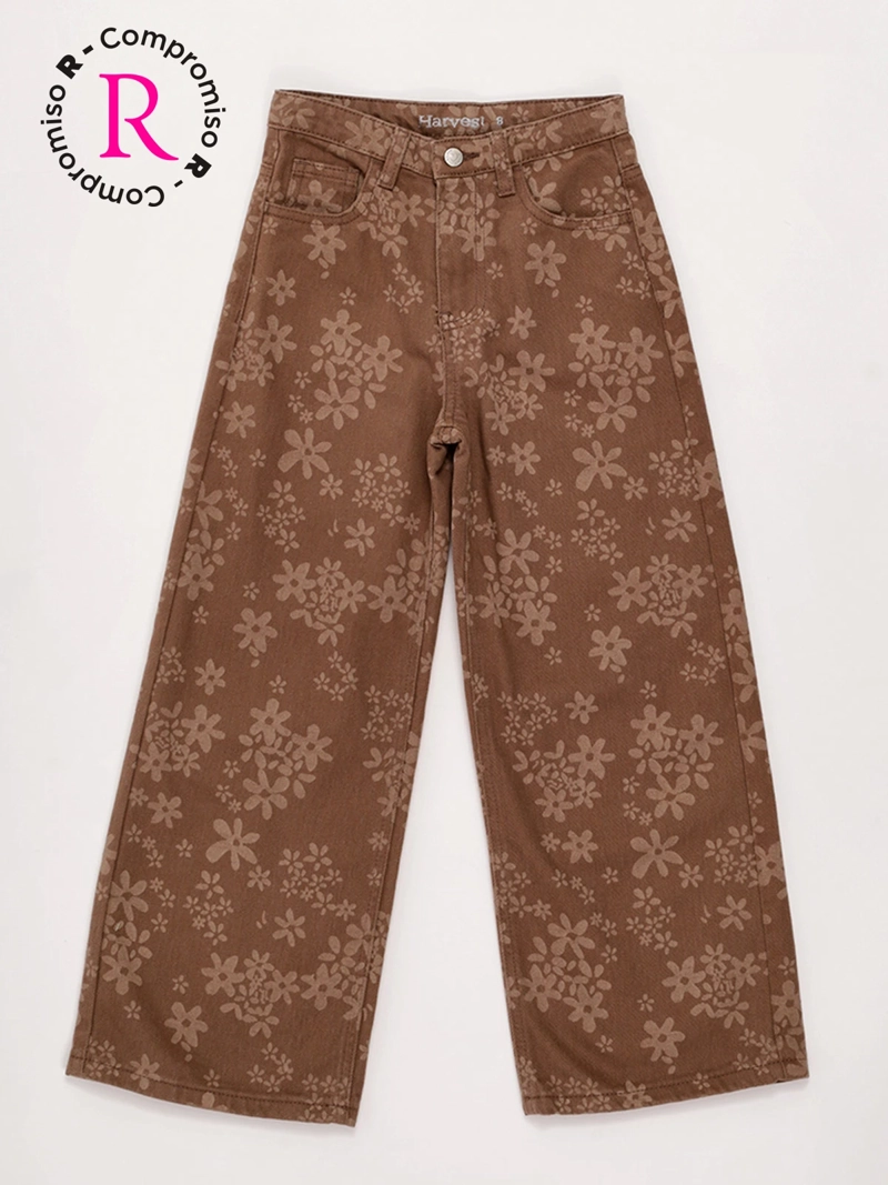 PANTALÓN NIÑA HARVEST ALGODÓN RECTO WIDE FLORES - 3