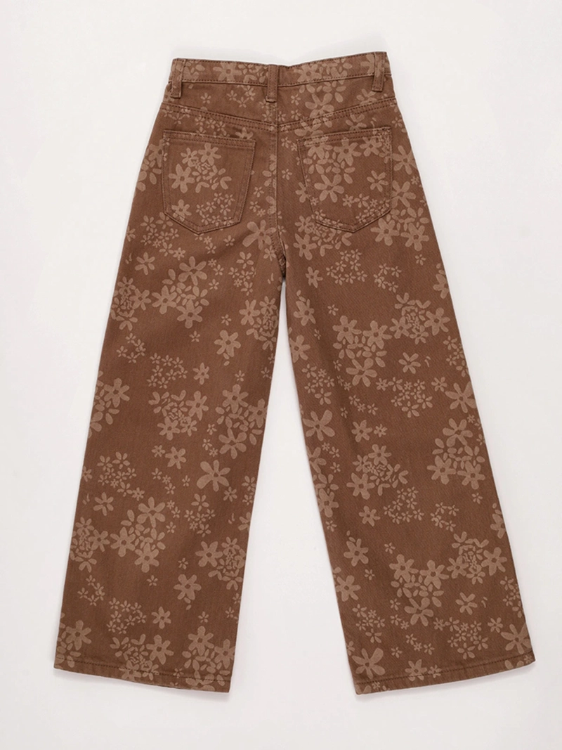 PANTALÓN NIÑA HARVEST ALGODÓN RECTO WIDE FLORES - 4