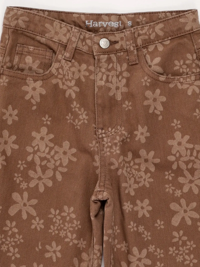 PANTALÓN NIÑA HARVEST ALGODÓN RECTO WIDE FLORES - 5