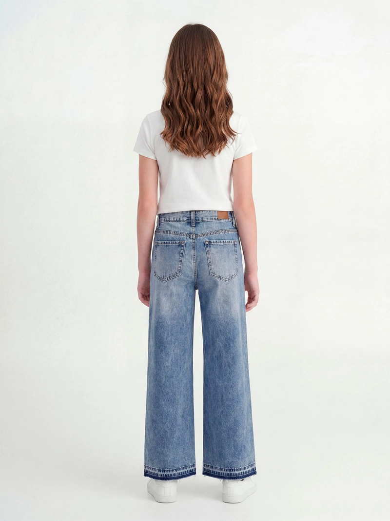 JEANS NIÑA INDEX TEEN ALGODÓN WIDE BASTA DESGASTADA - 2