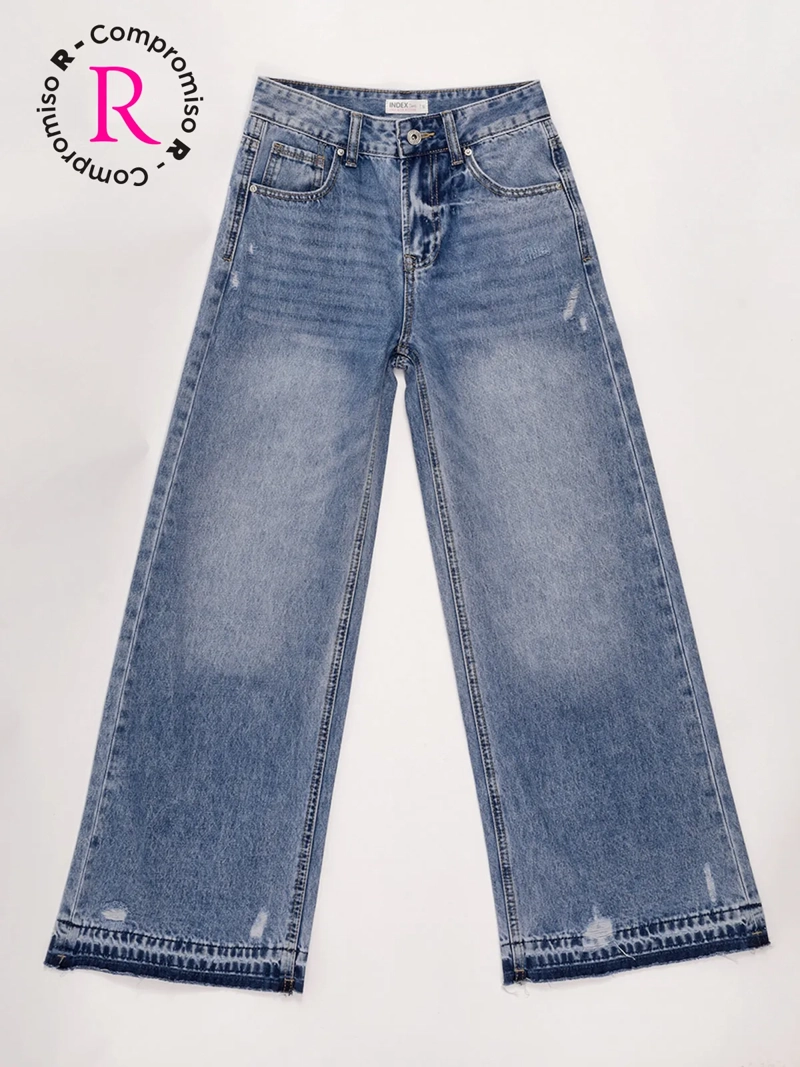 JEANS NIÑA INDEX TEEN ALGODÓN WIDE BASTA DESGASTADA - 3