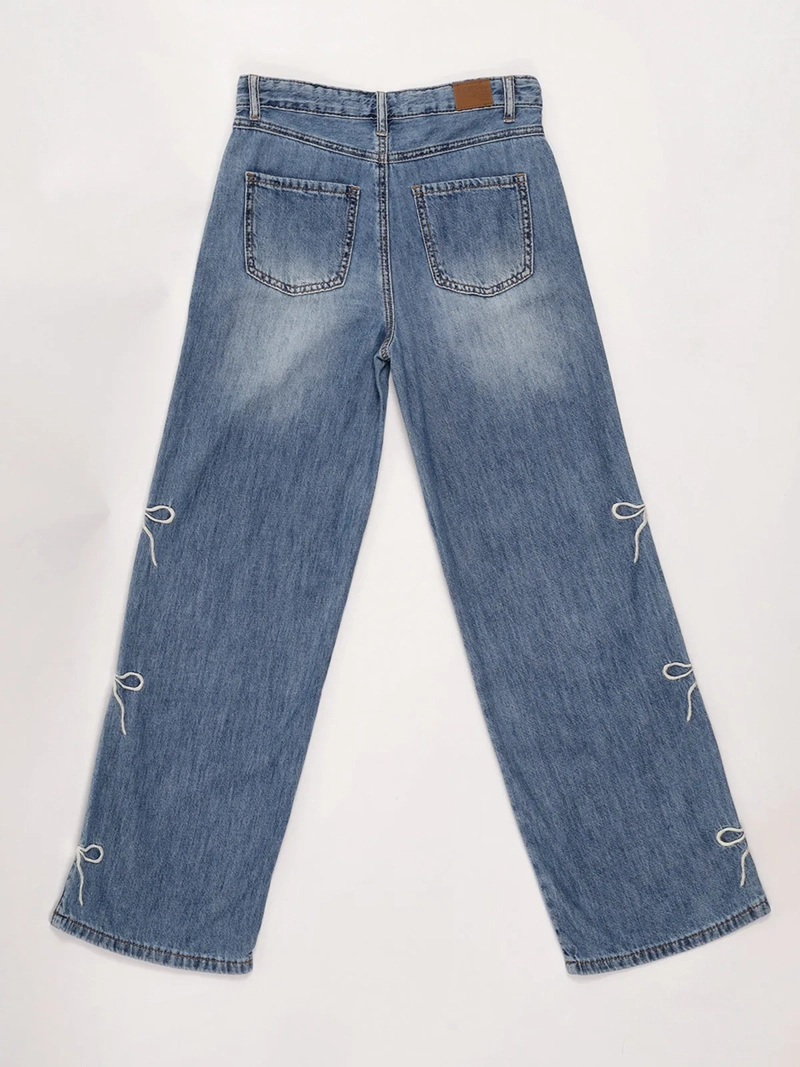JEANS NIÑA INDEX TEEN ALGODÓN WIDE BORDADO LAZOS - 4