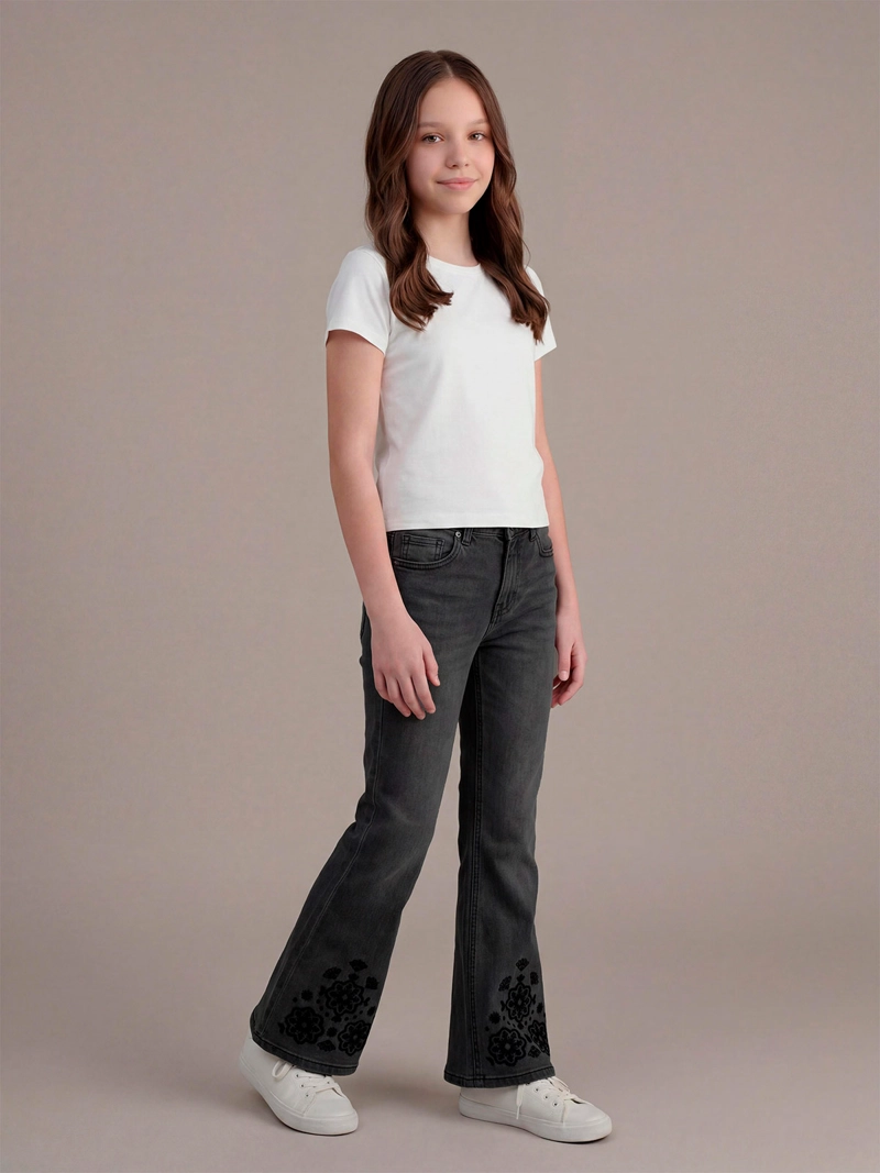 JEANS NIÑA INDEX TEEN ALGODÓN FLARE BORDADA - 1