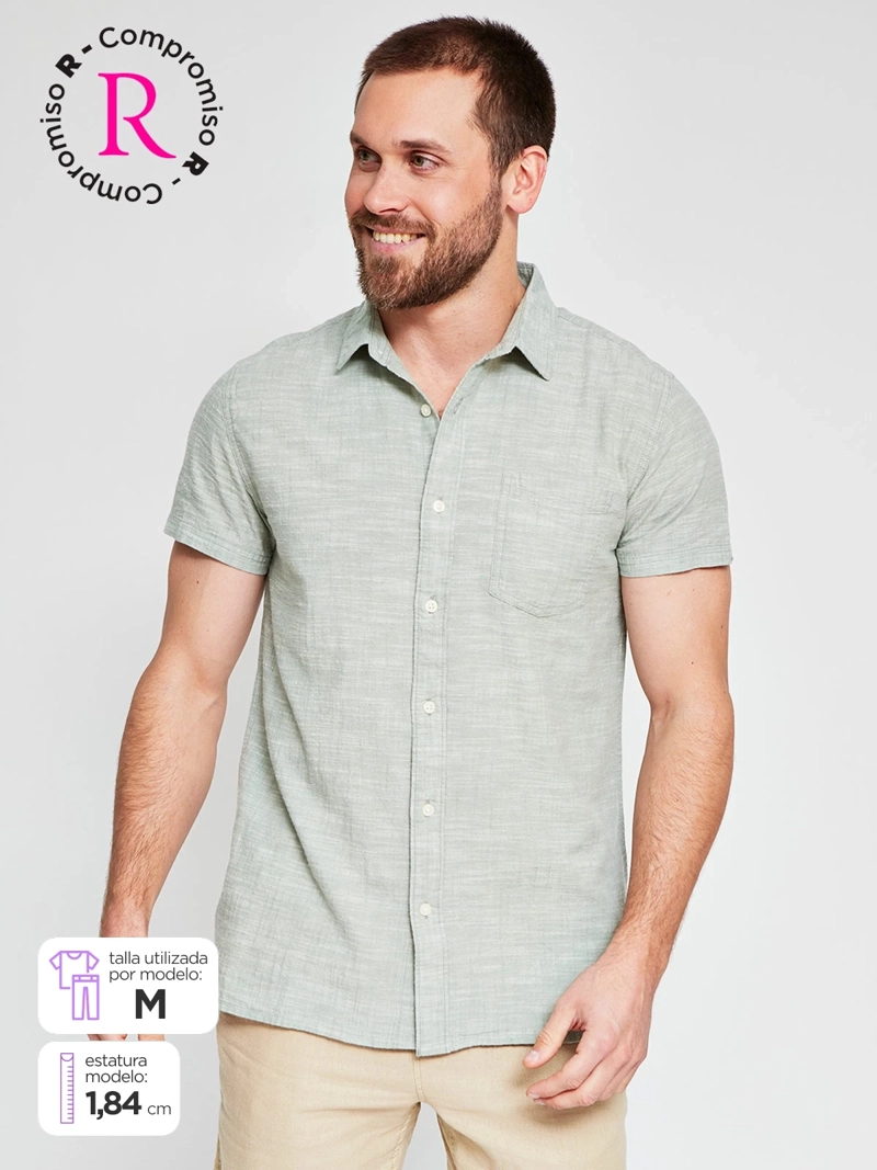 CAMISA HOMBRE ROBERT LEWIS ALGODÓN MANGA CORTA LISA