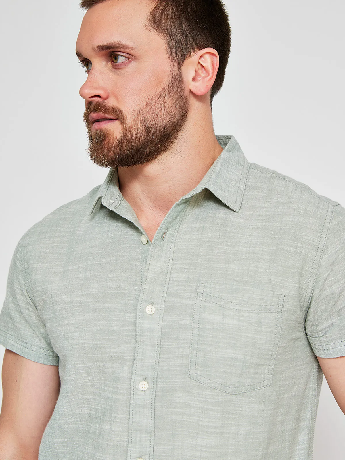 CAMISA HOMBRE ROBERT LEWIS ALGODÓN MANGA CORTA LISA - 3