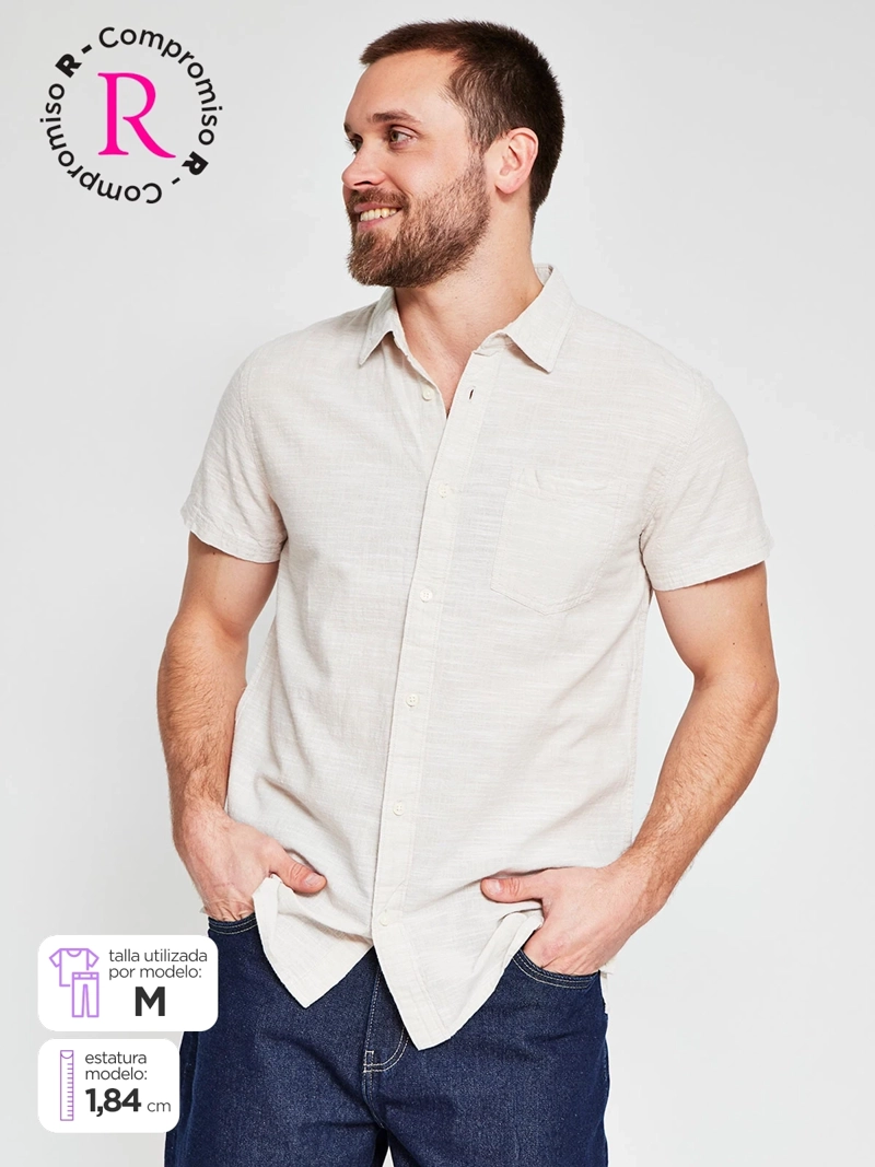 CAMISA HOMBRE ROBERT LEWIS ALGODÓN MANGA CORTA LISA - 1