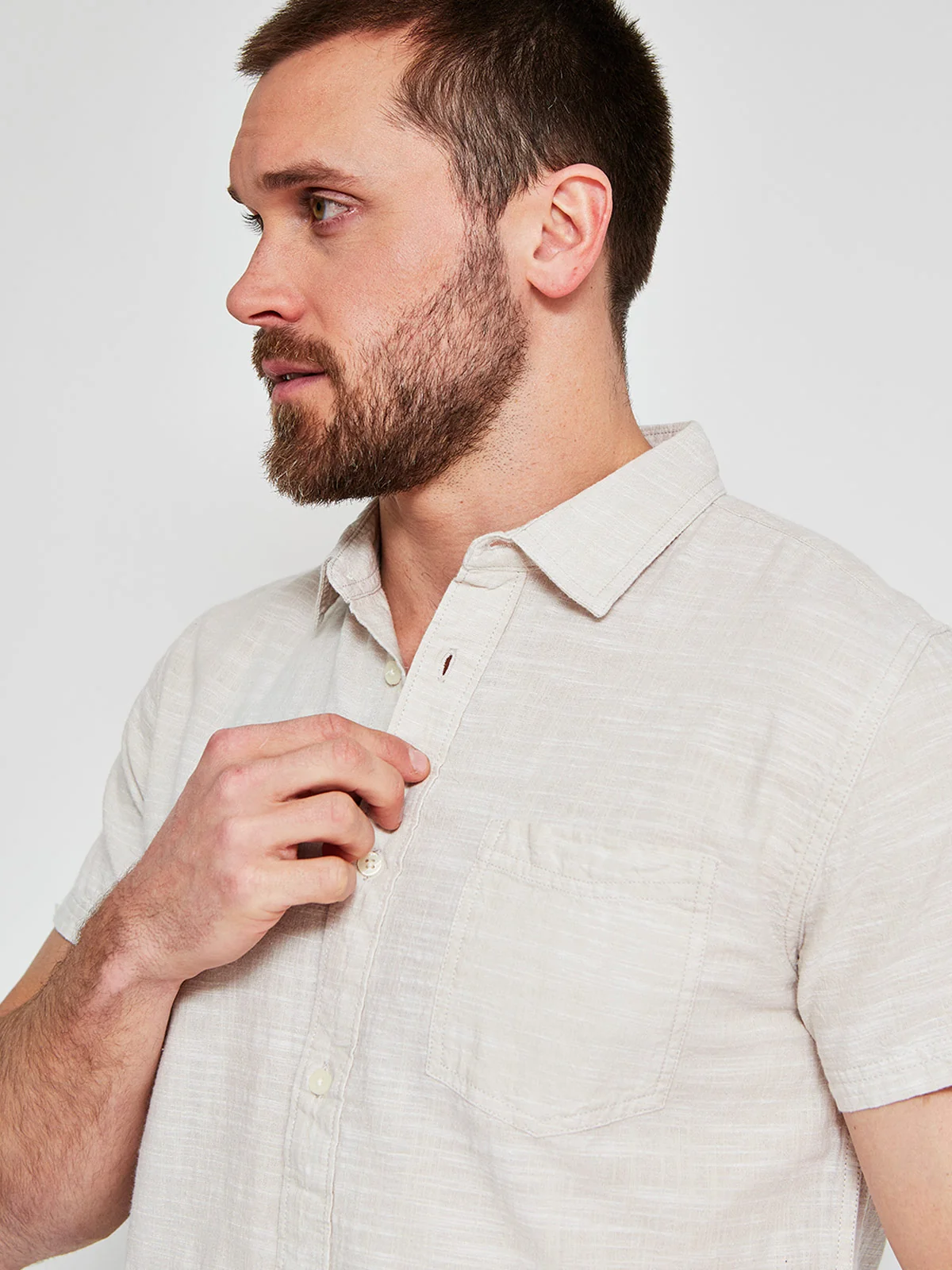 CAMISA HOMBRE ROBERT LEWIS ALGODÓN MANGA CORTA LISA - 3