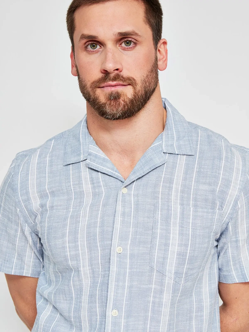 CAMISA HOMBRE ROBERT LEWIS ALGODÓN MANGA CORTA LÍNEAS - 3