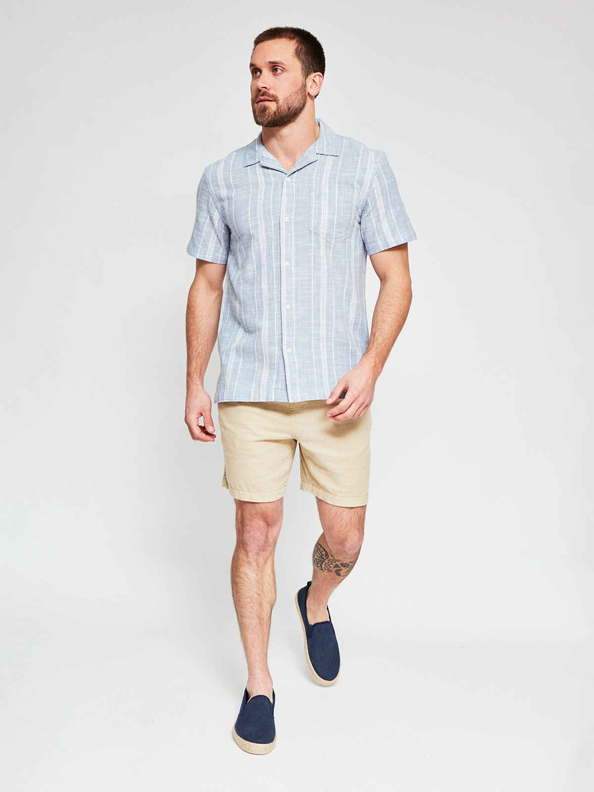 CAMISA HOMBRE ROBERT LEWIS ALGODÓN MANGA CORTA LÍNEAS - 4