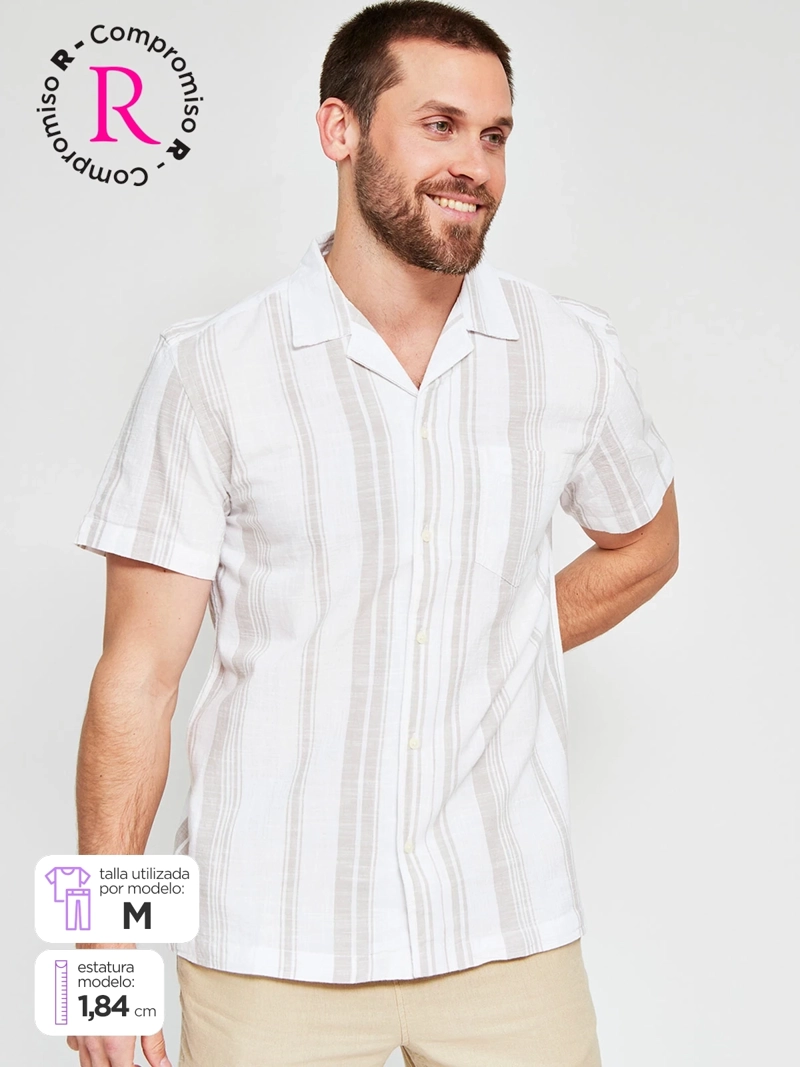 CAMISA HOMBRE ROBERT LEWIS ALGODÓN MANGA CORTA LÍNEAS