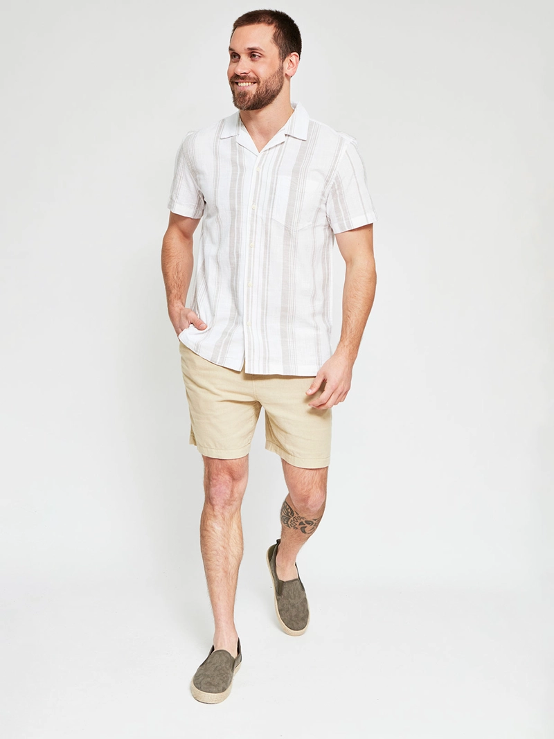 CAMISA HOMBRE ROBERT LEWIS ALGODÓN MANGA CORTA LÍNEAS - 4