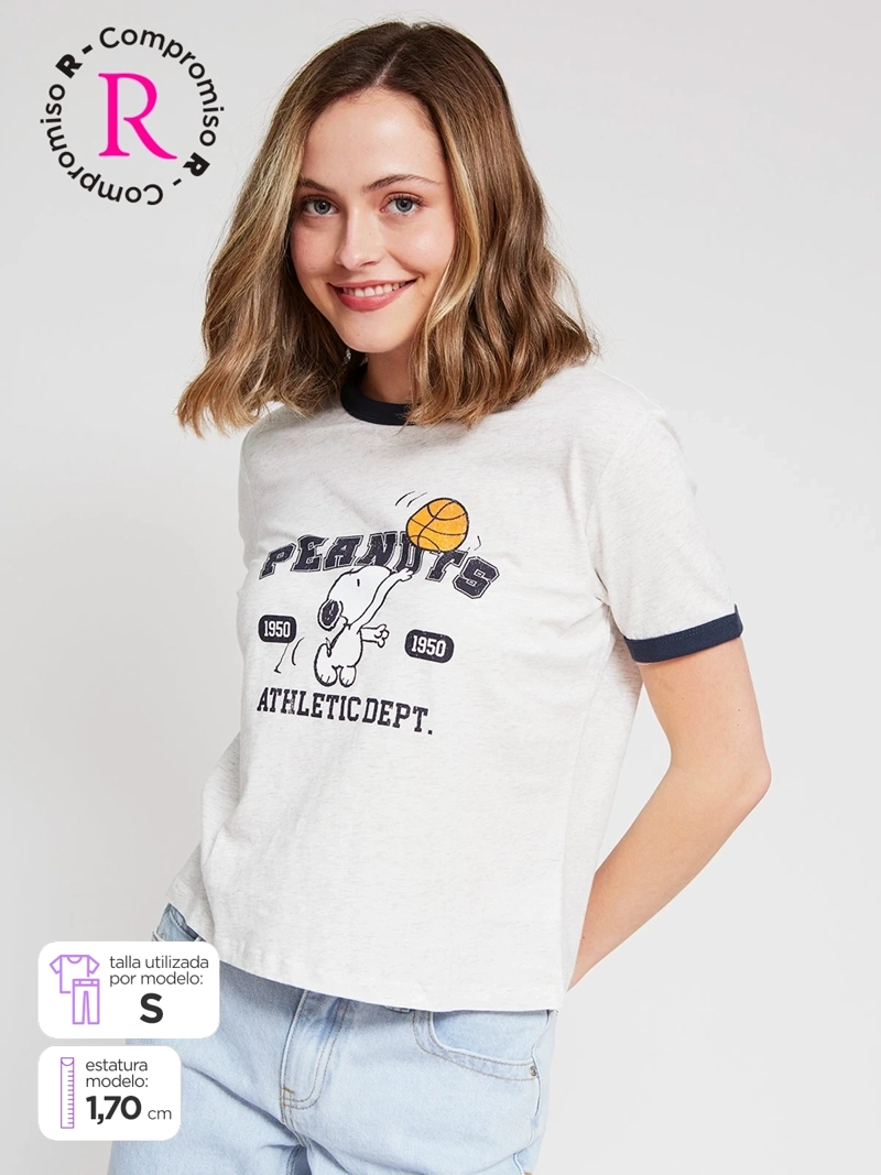 POLERA MUJER INDEX ALGODÓN MANGA CORTA SNOOPY