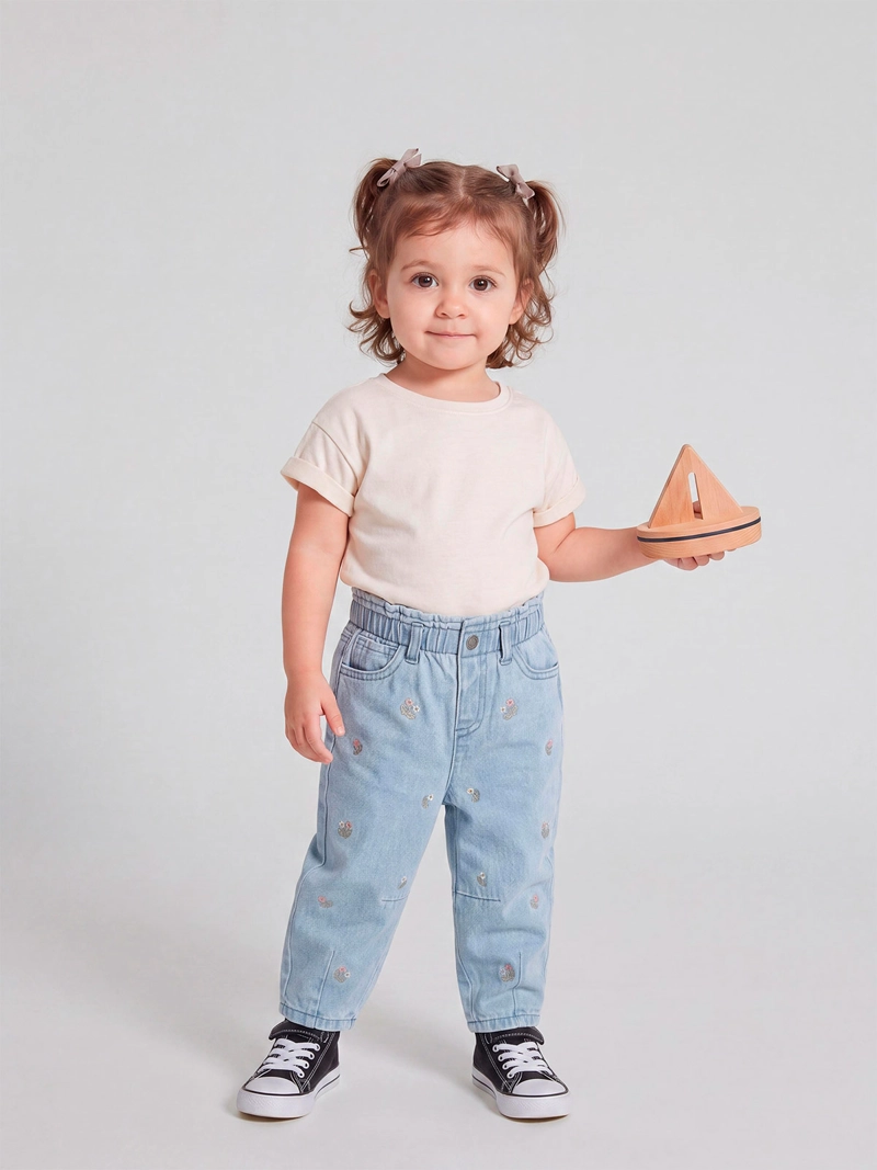 JEANS NIÑA BABY HARVEST ALGODÓN BALLOON BORDADO - 1
