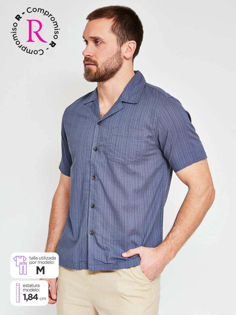 CAMISA HOMBRE BARBADOS ALGODÓN MANGA CORTA LISA