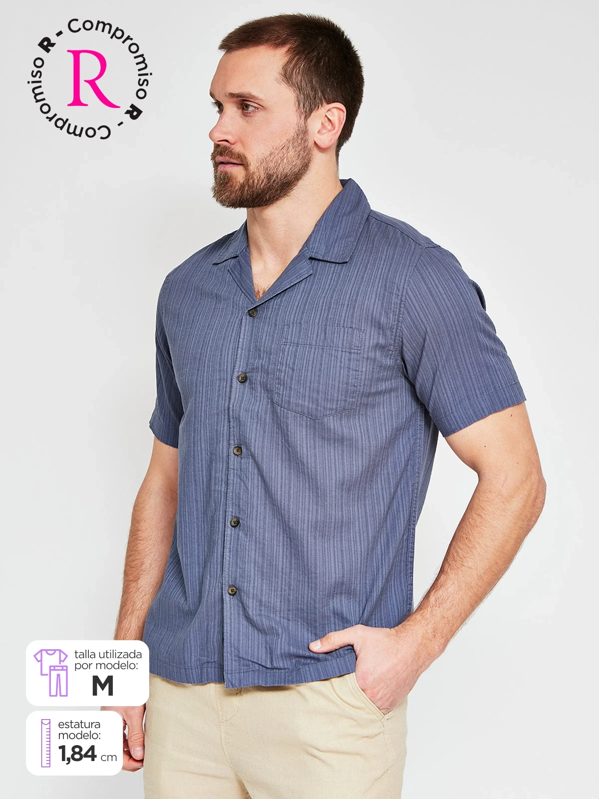 CAMISA HOMBRE BARBADOS ALGODÓN MANGA CORTA LISA - 1