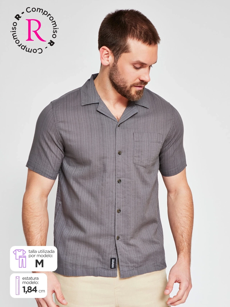 CAMISA HOMBRE BARBADOS ALGODÓN MANGA CORTA LISA - 1