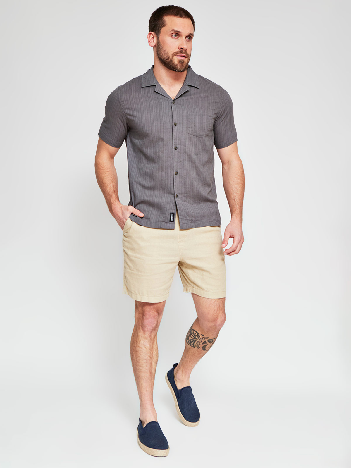CAMISA HOMBRE BARBADOS ALGODÓN MANGA CORTA LISA - 4