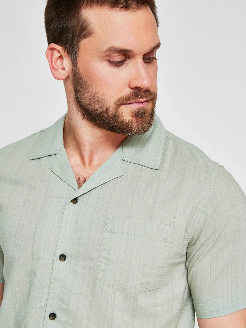 CAMISA HOMBRE BARBADOS ALGODÓN MANGA CORTA LISA - 3