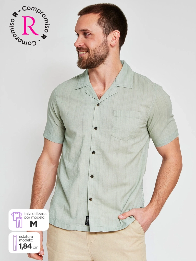 CAMISA HOMBRE BARBADOS ALGODÓN MANGA CORTA LISA - 1