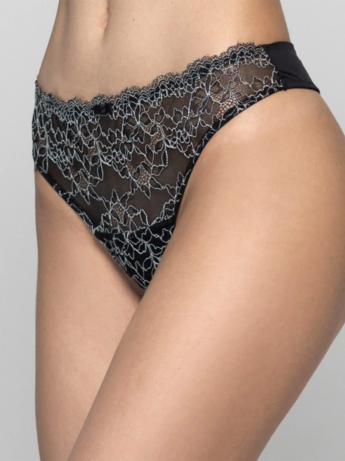 BABYDOLL CON COLALESS INTIME ENCAJE MICROFIBRA NEGRO - 4