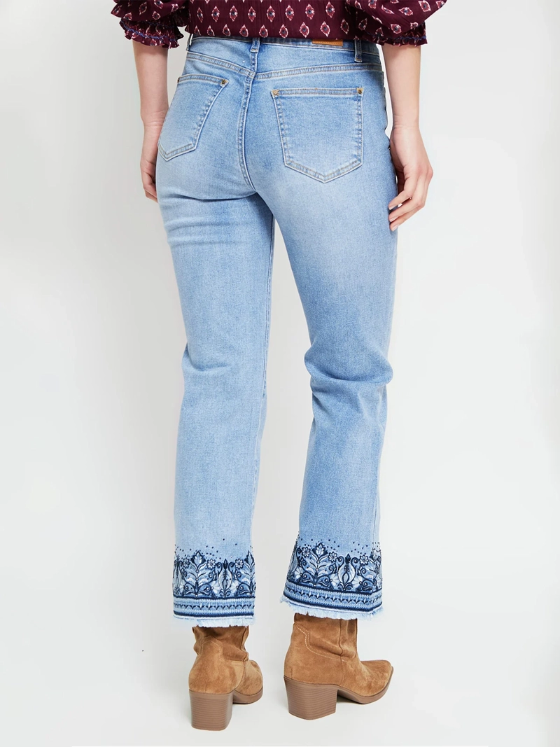 JEANS MUJER TATIENNE ALGODÓN BORDADOS - 3