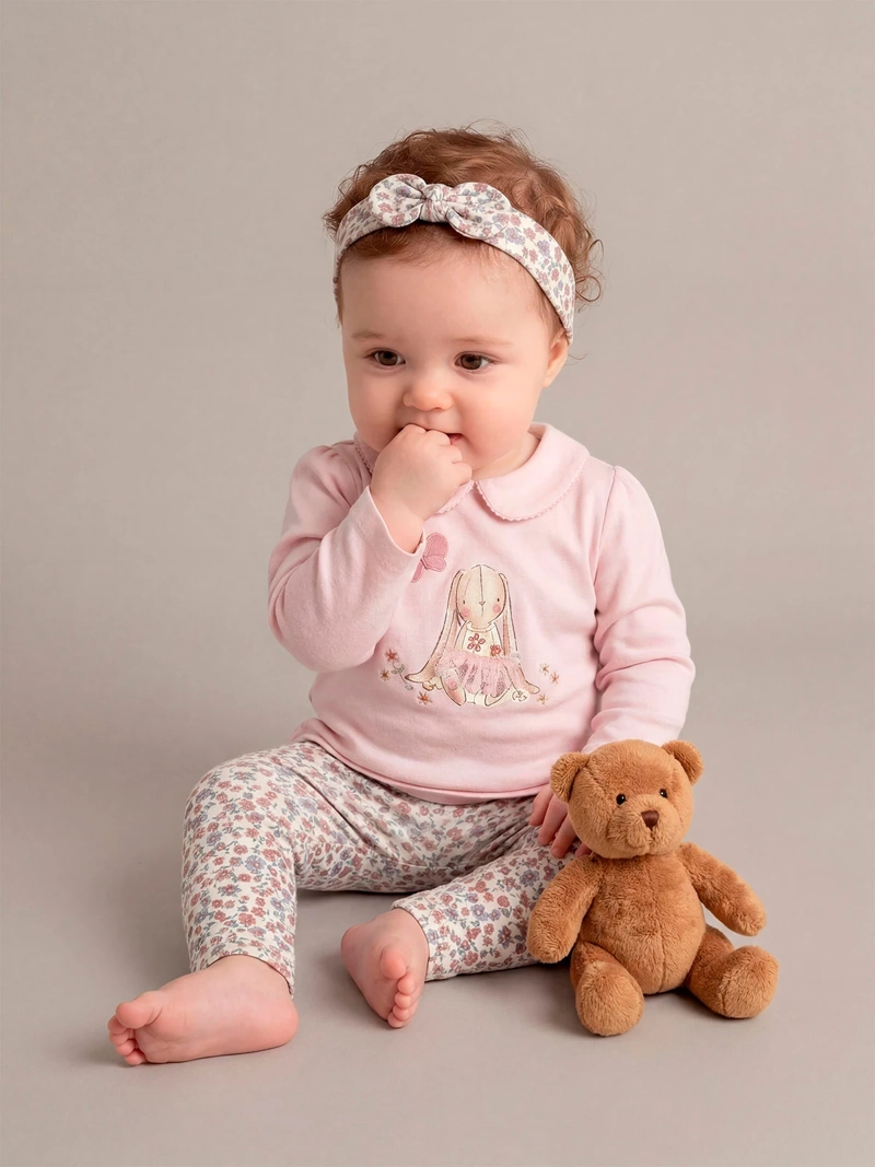 CONJUNTO POLERA + CALZA NIÑA BABY HARVEST ALGODÓN  - 1