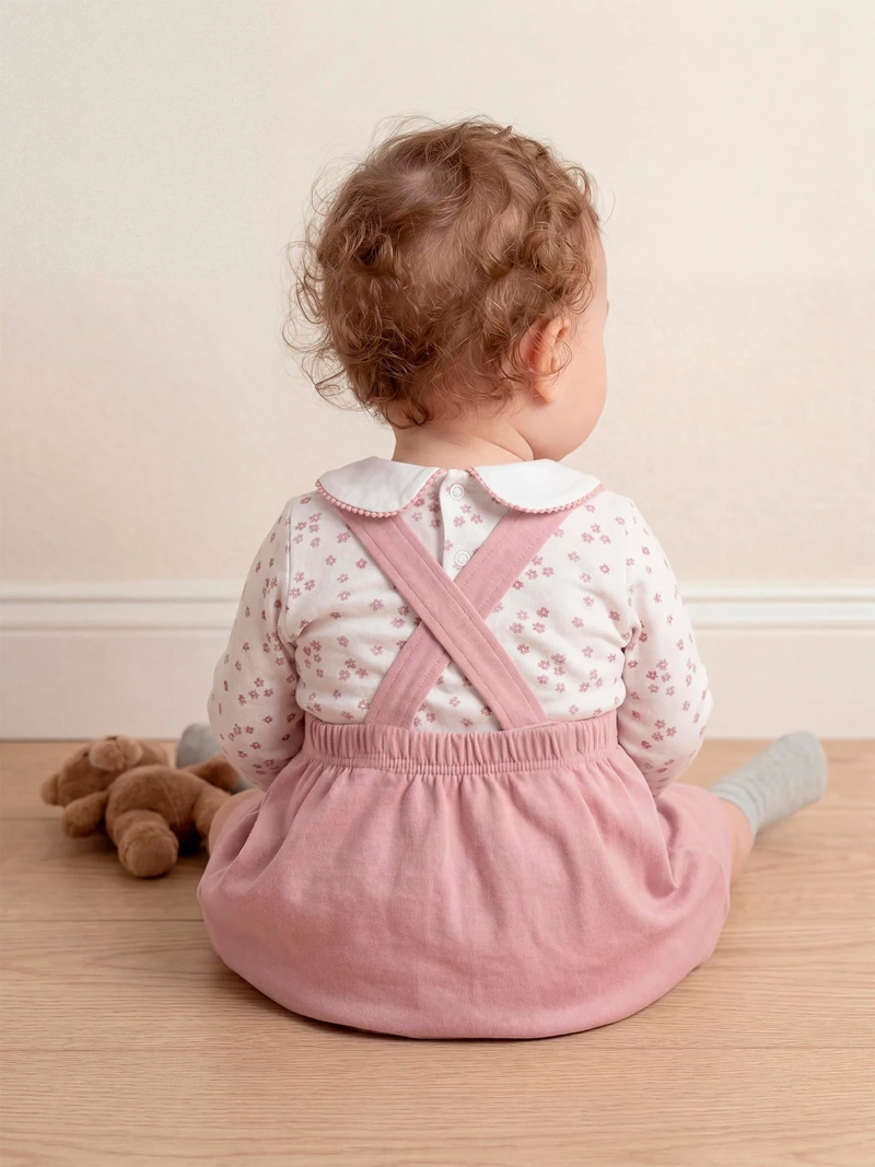 CONJUNTO JARDINERA + BODY NIÑA BABY HARVEST ALGODÓN  - 2