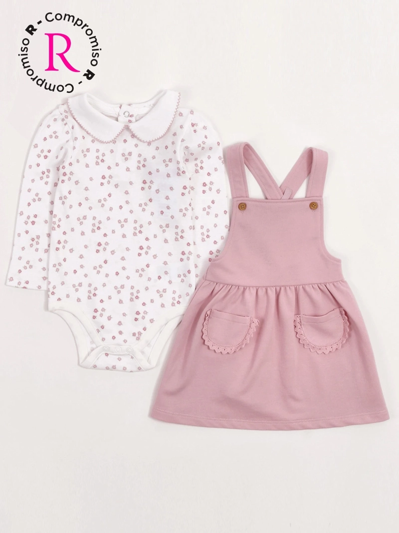 CONJUNTO JARDINERA + BODY NIÑA BABY HARVEST ALGODÓN  - 3