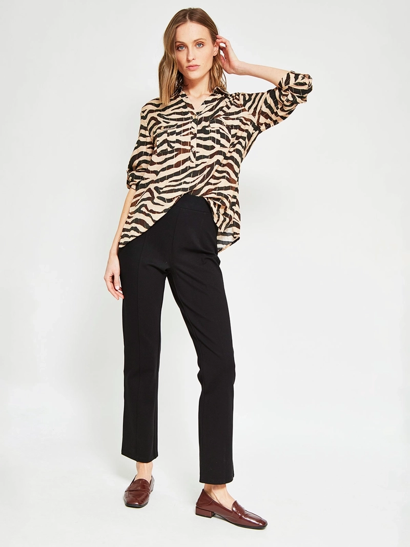 BLUSA MUJER CACHAREL CUELLO CAMISERO MANGA LARGA ESTAMPADA - 5