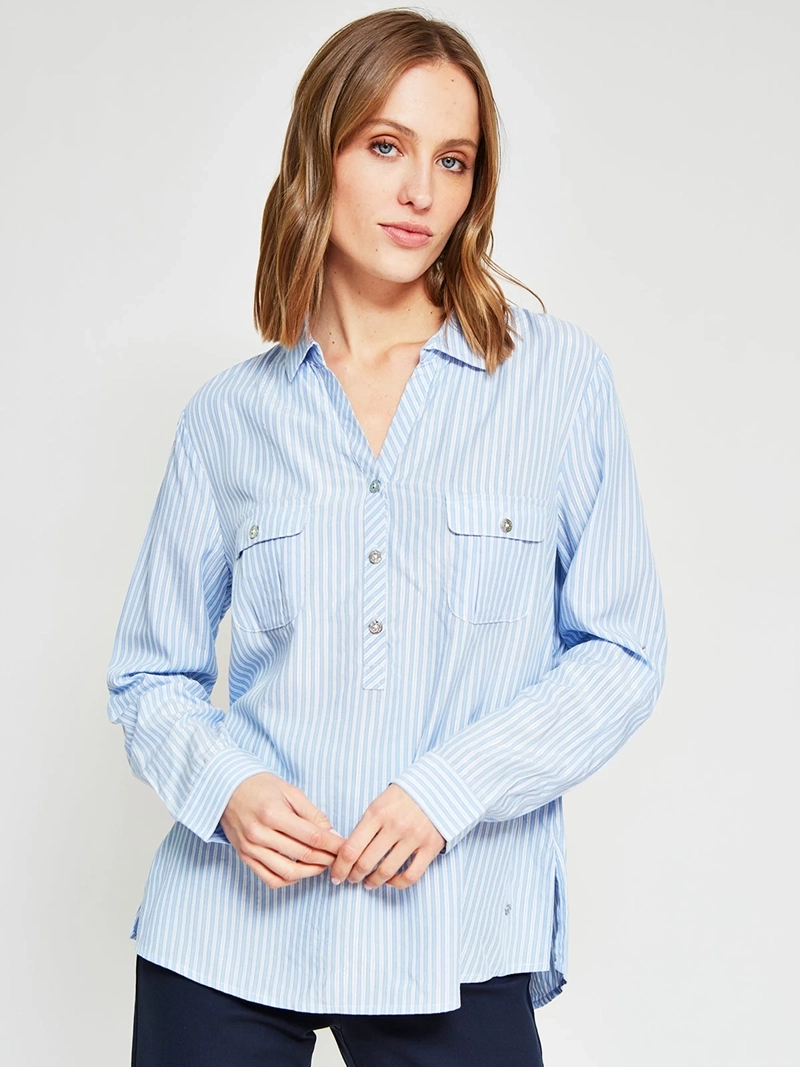 BLUSA MUJER CACHAREL CUELLO CAMISERO MANGA LARGA ESTAMPADA - 2