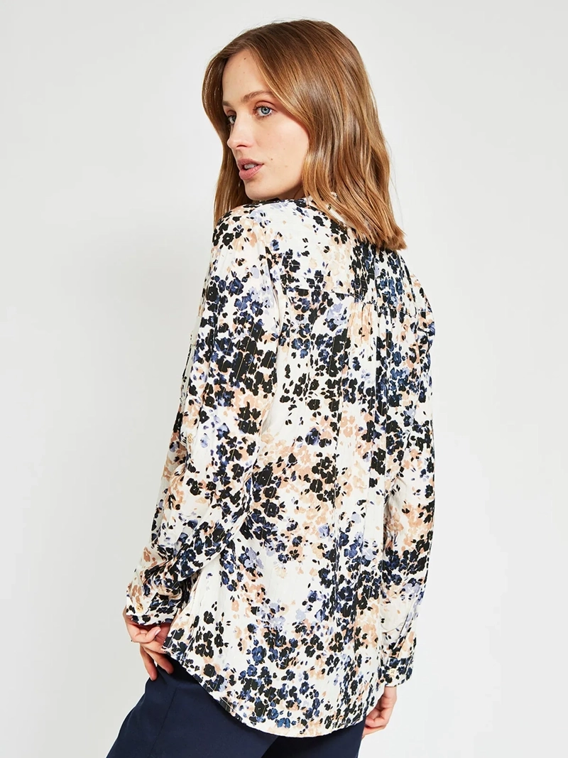 BLUSA MUJER CACHAREL CUELLO CAMISERO MANGA LARGA ESTAMPADA - 3